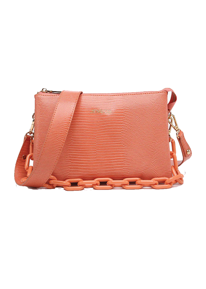 
            
                Load image into Gallery viewer, Izzy Lizard Crossbody-Coral
            
        