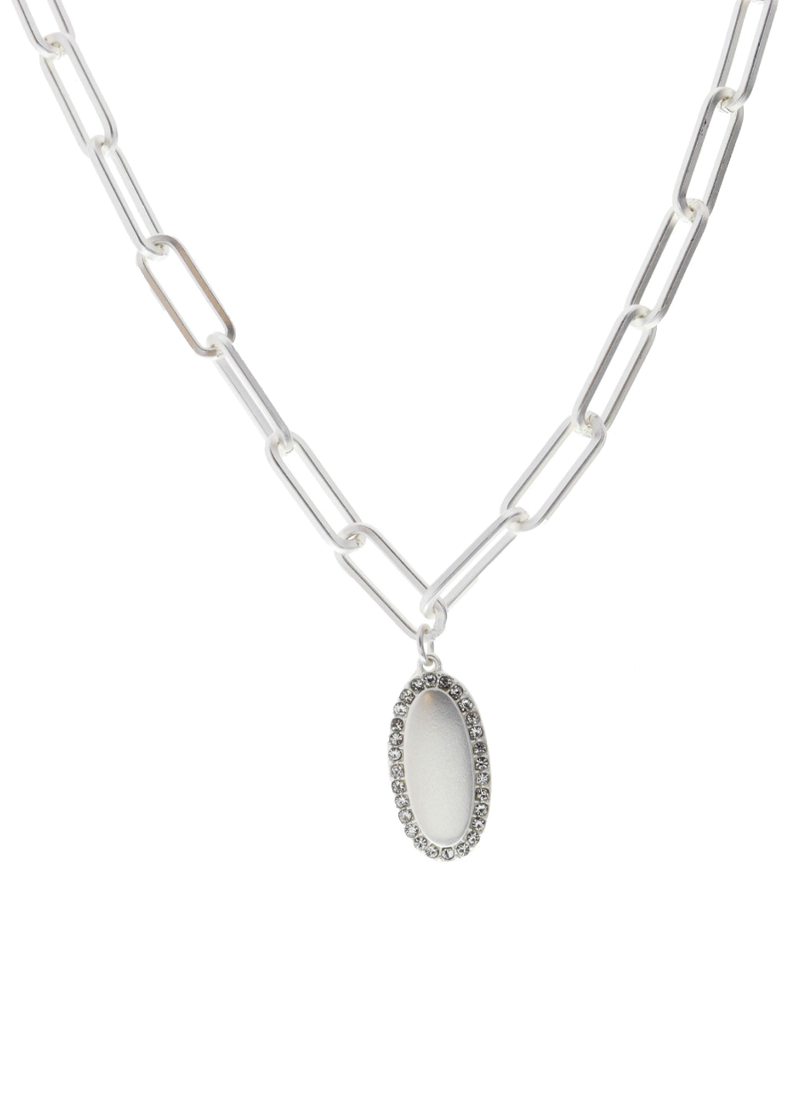 Load image into Gallery viewer, Silver Oval Necklace
