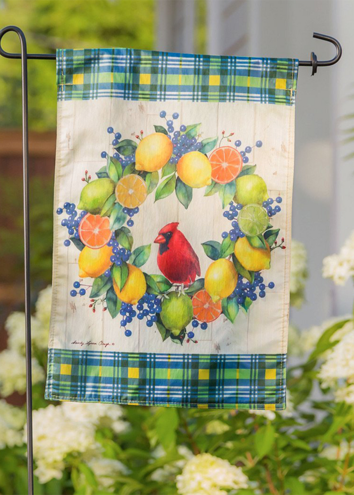 Summer Citrus Wreath Garden Strié Flag