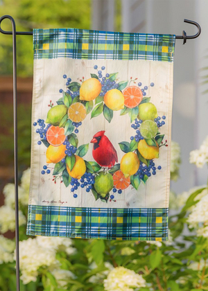
            
                Load image into Gallery viewer, Summer Citrus Wreath Garden Strié Flag
            
        